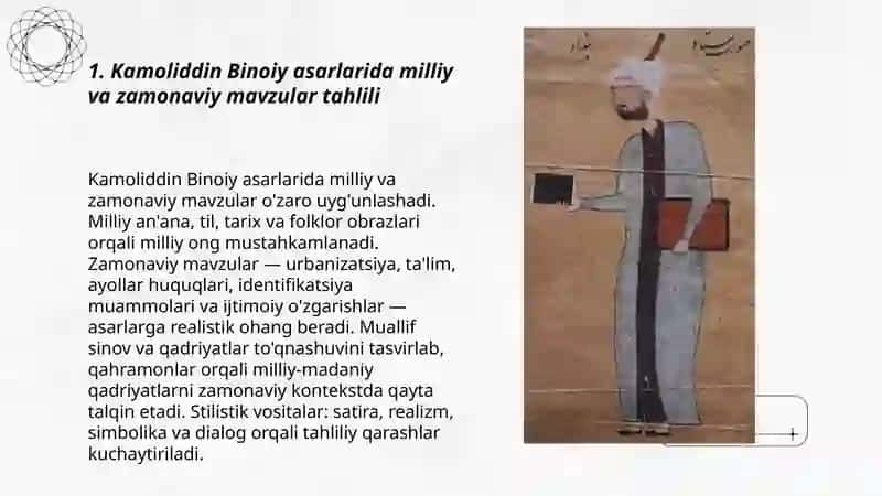 Kamoliddin Binoiy asarlari tahlili 3
