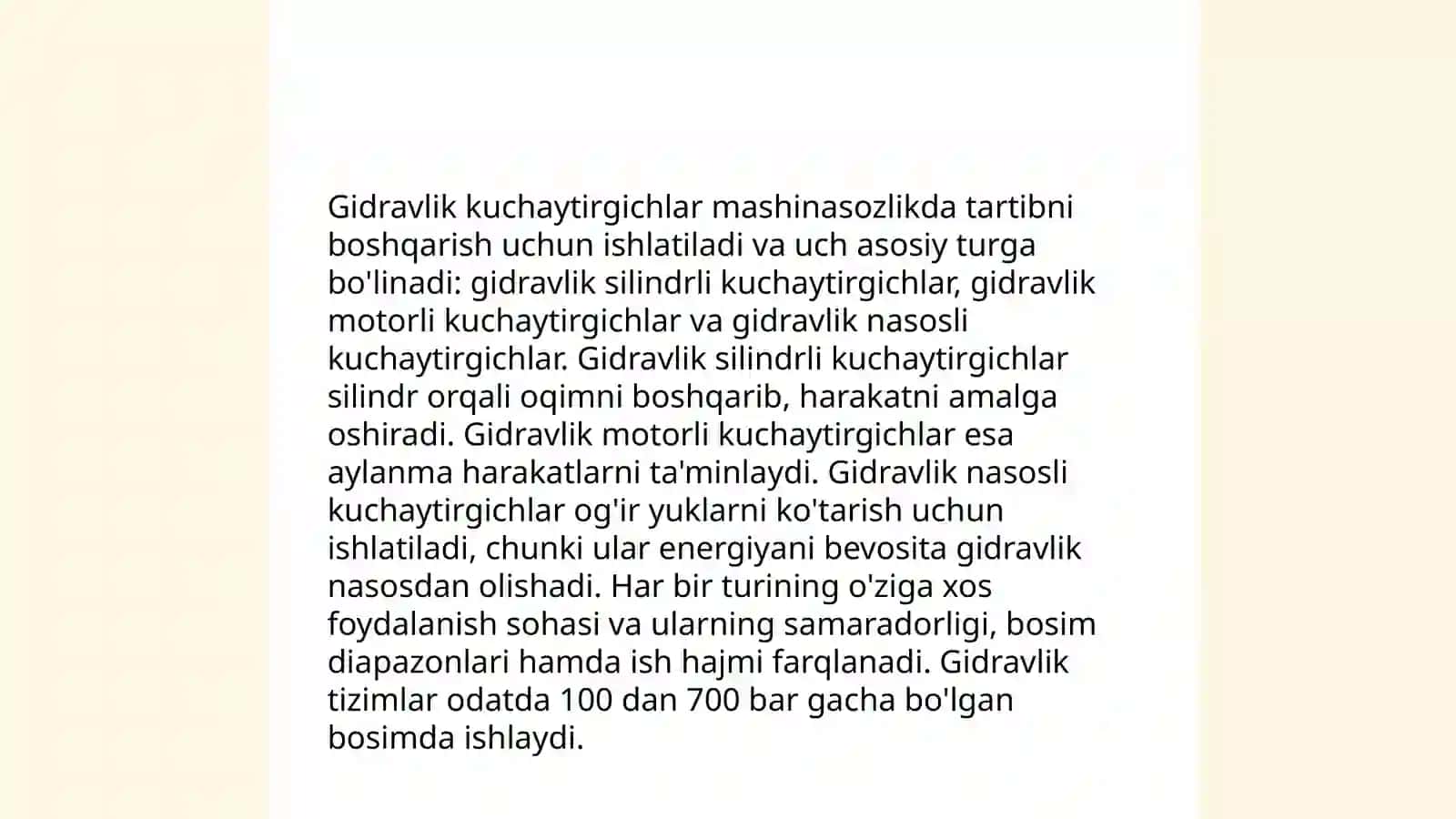 Gidravlik kuchaytirgichlar 3