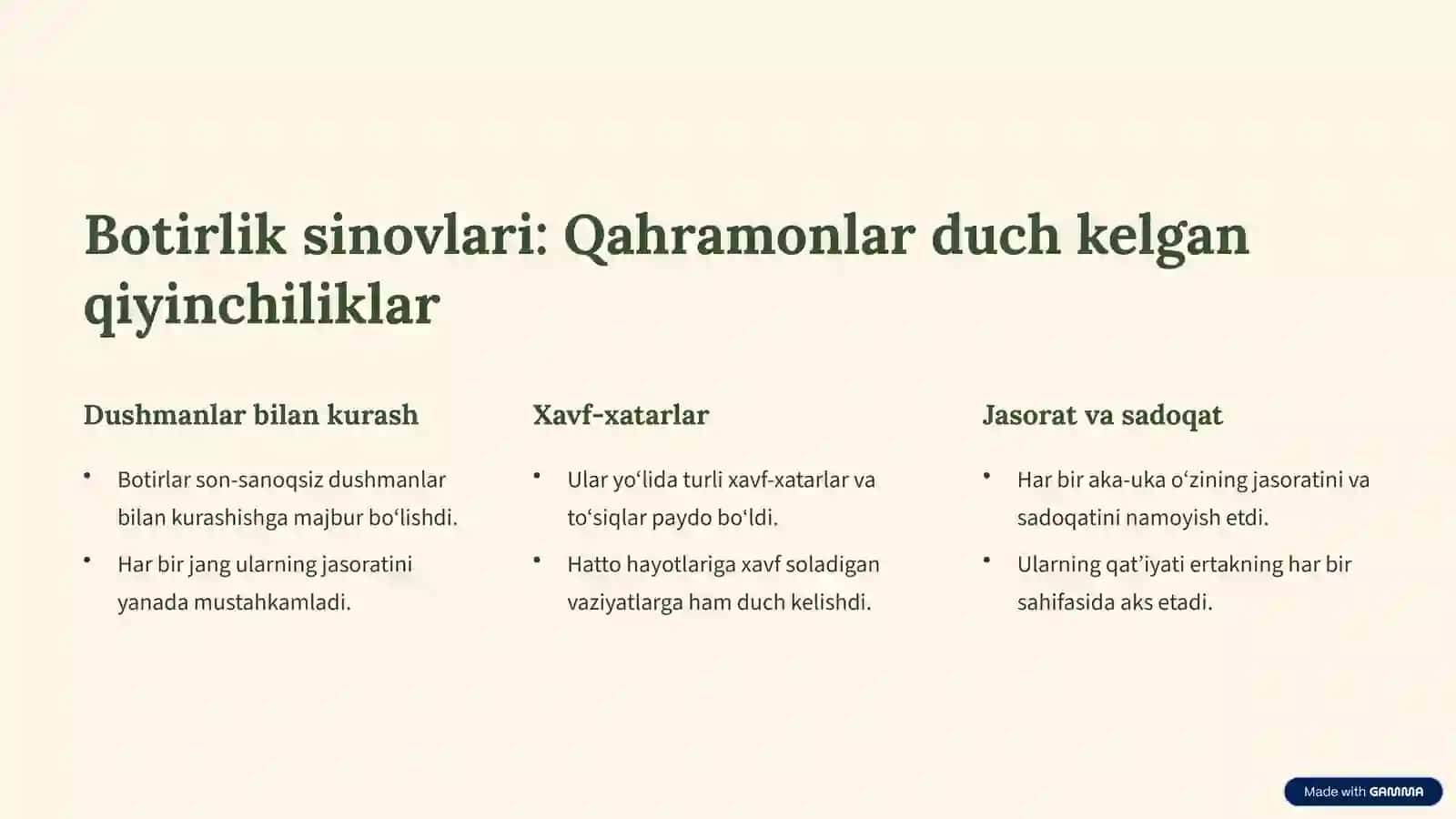"Uch og‘a-ini botirlar" ertagi: Jasorat va sadoqat darsi 3