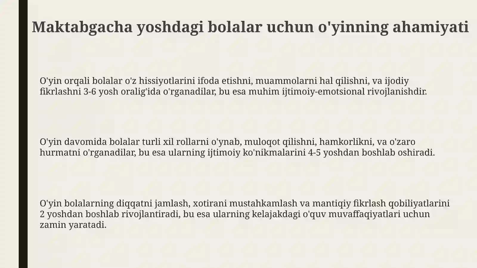 Maktabgacha yoshdagi bolalar uchun o'yinning ahamiyati 3