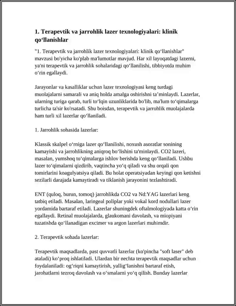 LAZERNING TIBBIYOTDA QOʻLLANILISHI 3