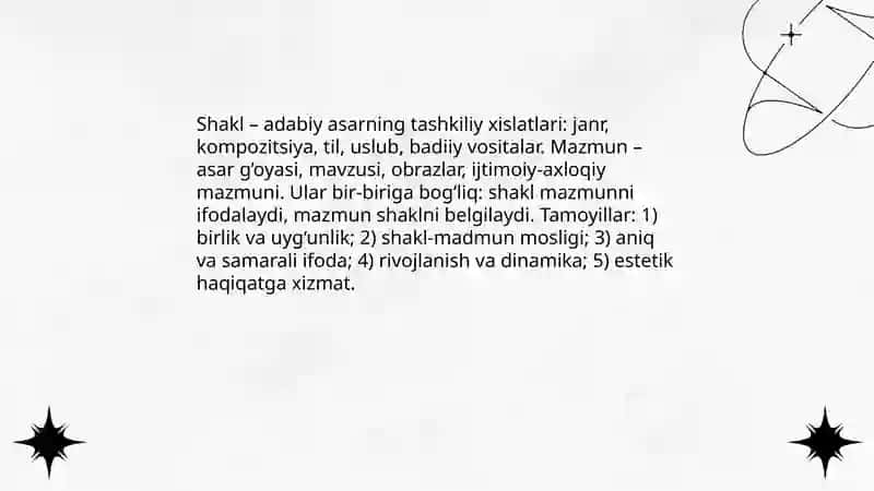 Adabiyotda shakl va mazmun 3