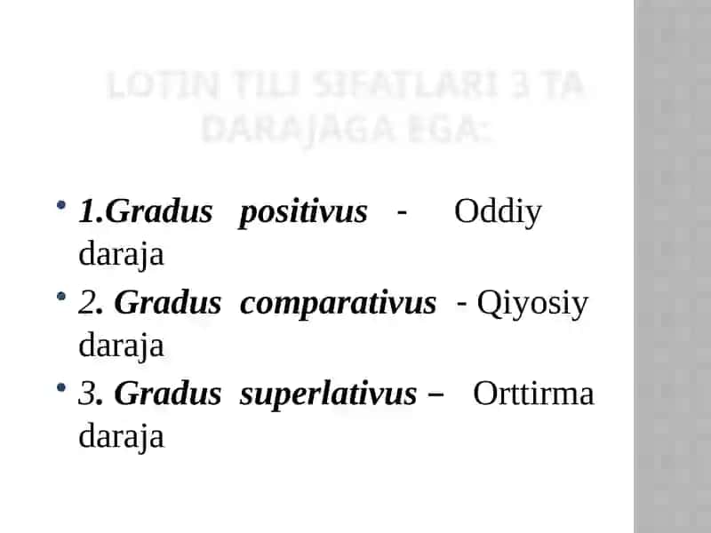 SIFAT DARAJALARI.QIYOSIY DARAJA 3
