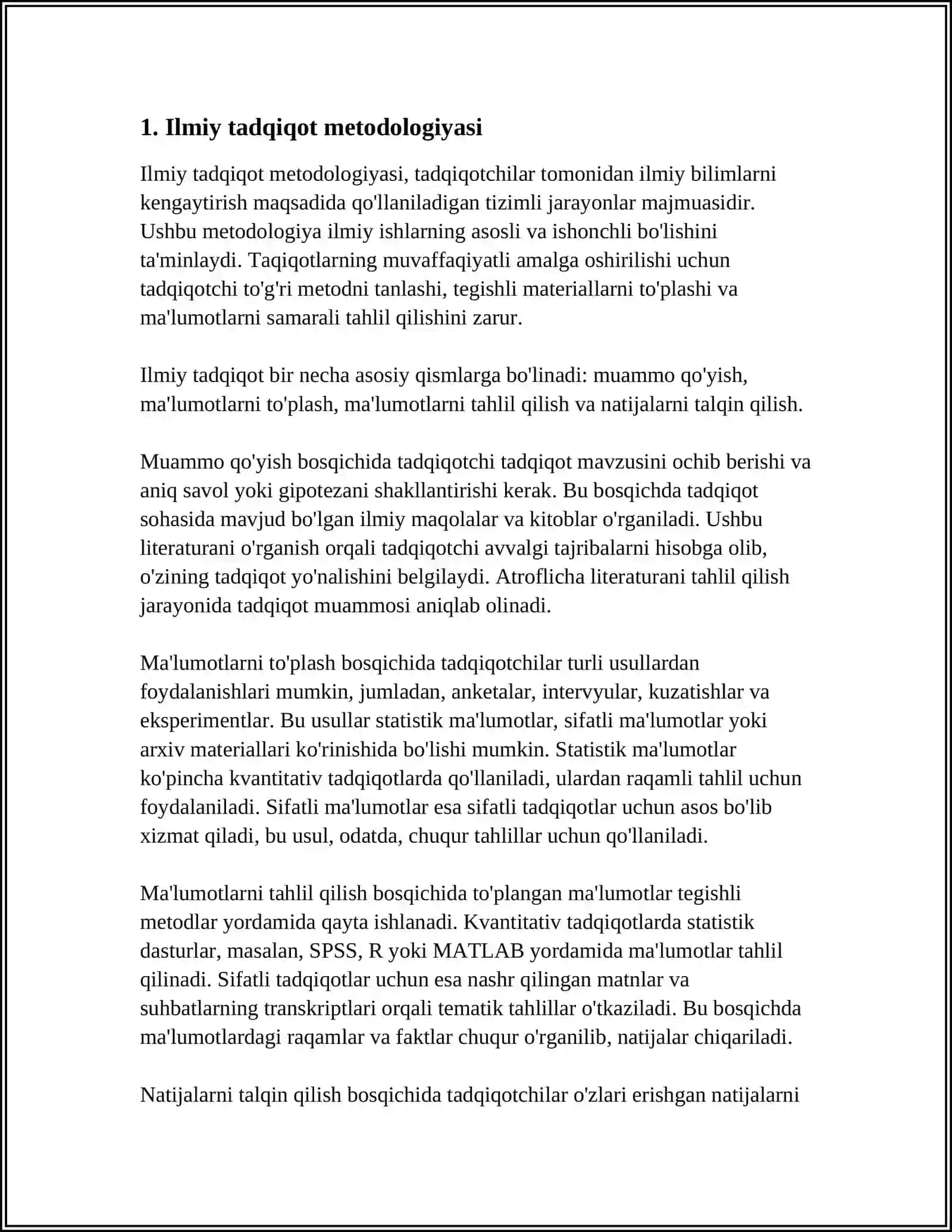 MUOMO VA DALIL ILMIY TADQIQOTNING DASTLABKI ASOSLARI EKSPIRAMENT 3