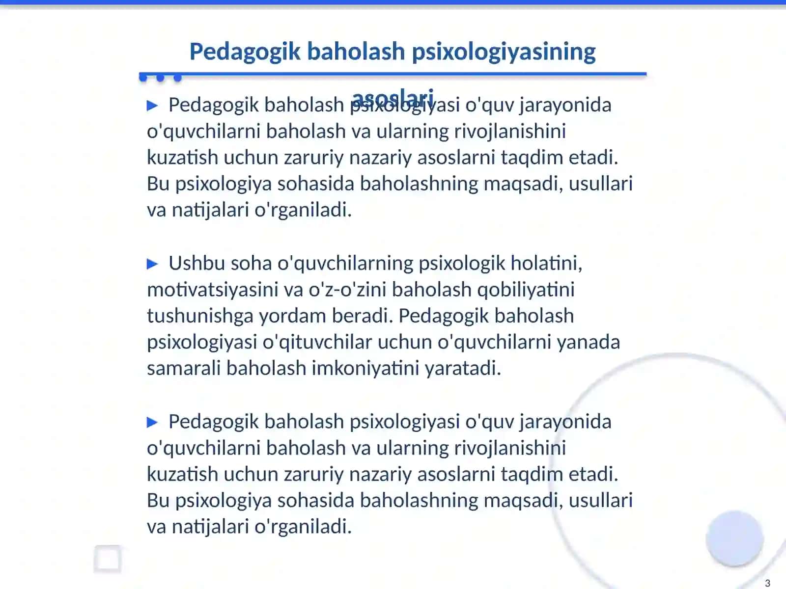 Pedagogik baholash psixologiyasi 3