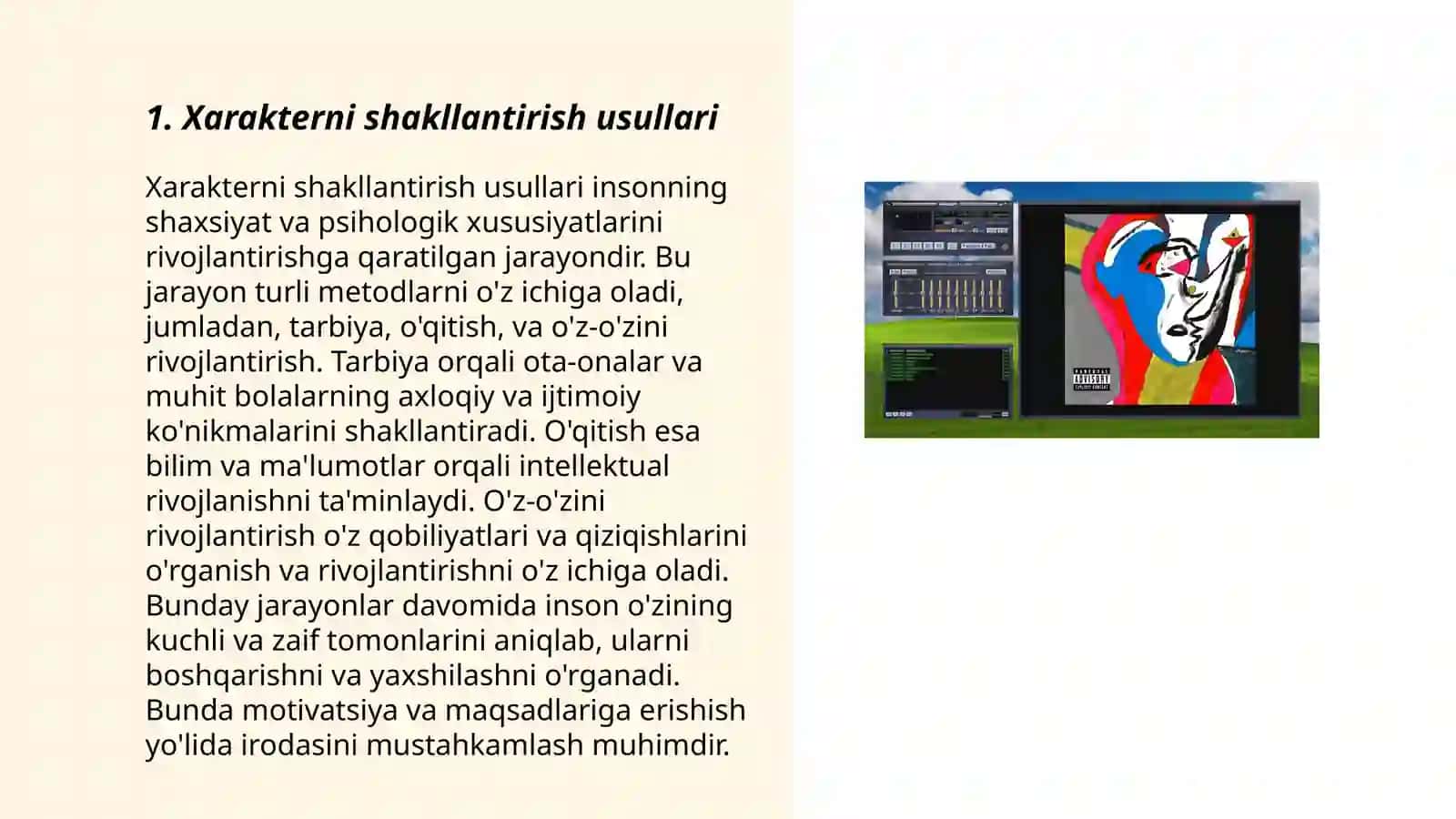 Xarakterni shakllantirish usullari 3