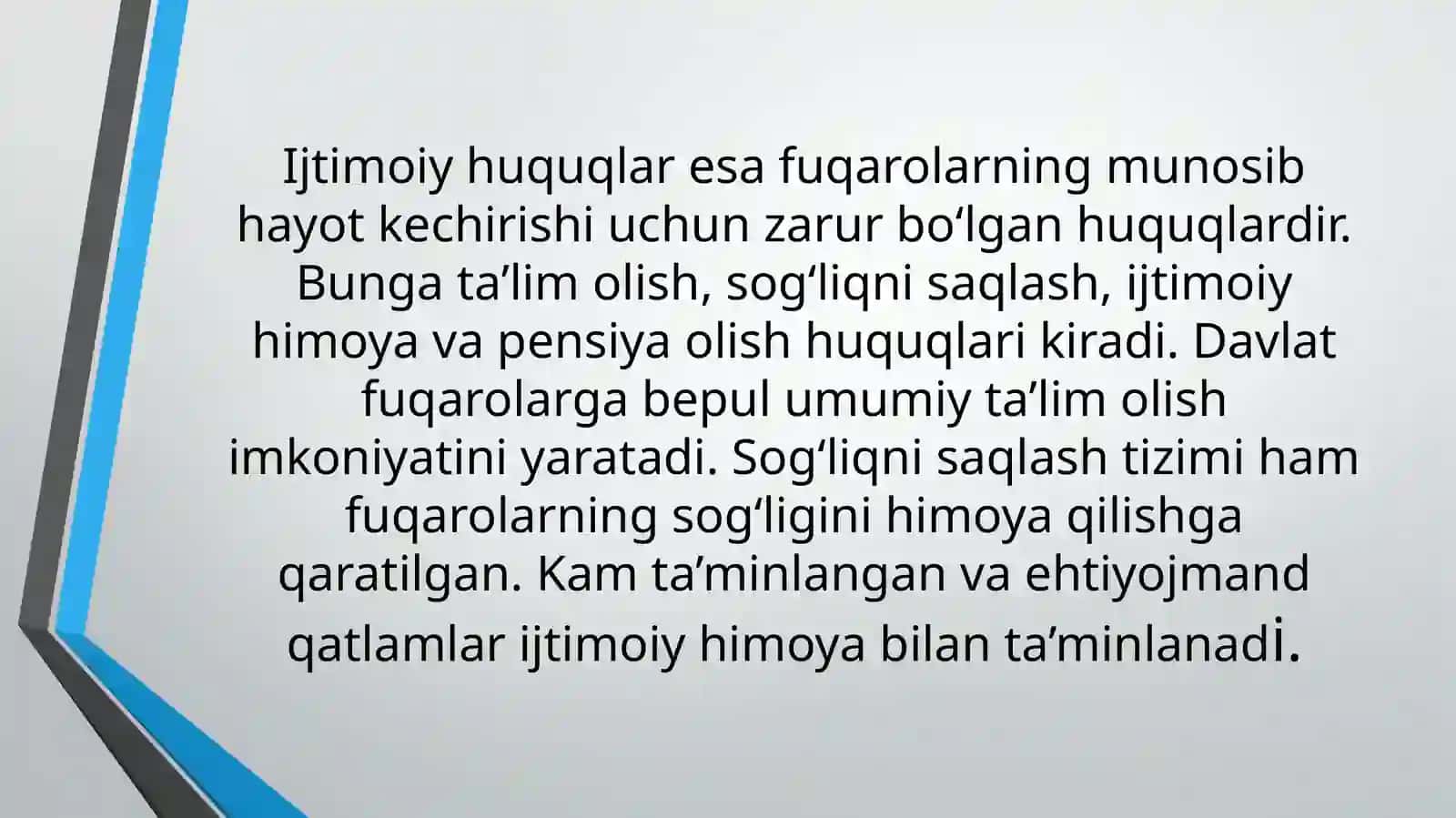 O‘zbekiston Respublikasi fuqarolarining iqtisodiy, ijtimoiy, madaniy va ekologik huquqlari 3