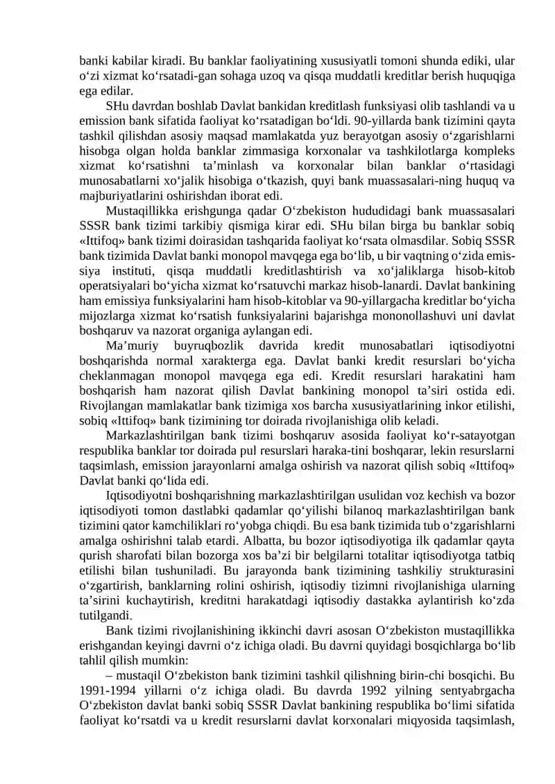 Oʻzbekiston Respublikasi bank tizimi va uning tarkibi 3