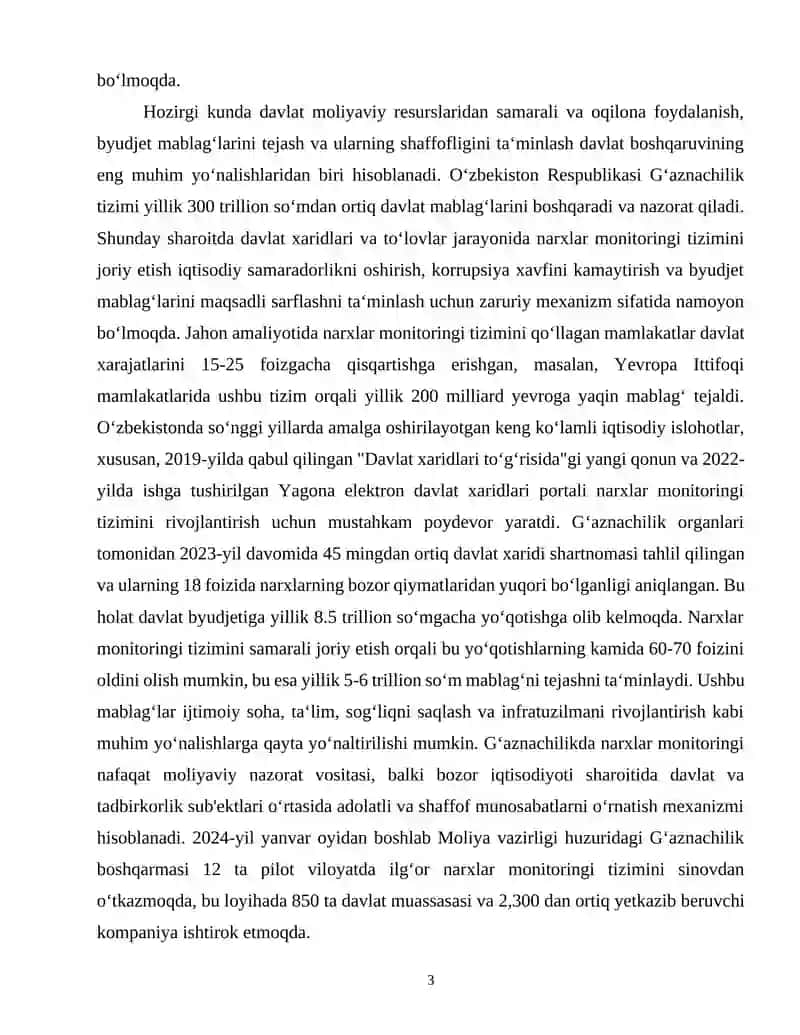 G‘aznachilikda narxlar monitoringi 3
