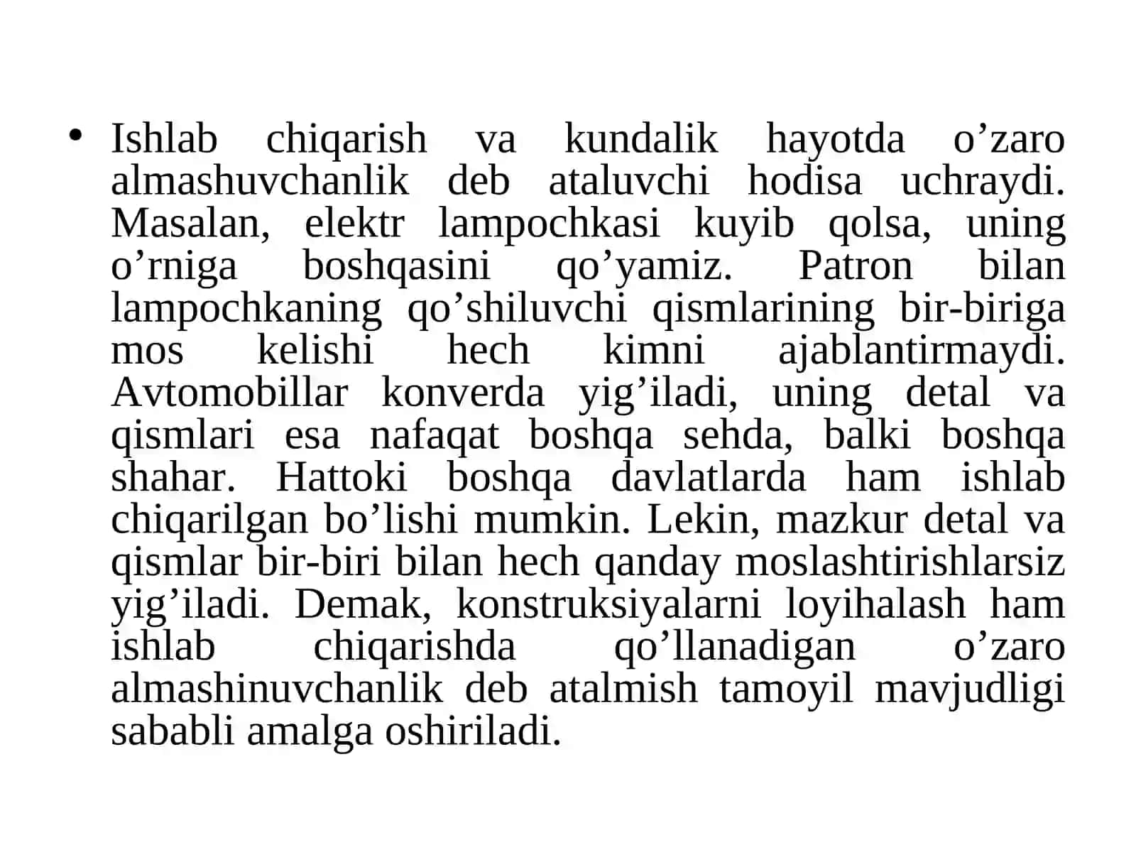 O’ZAROALMASHINUVCHANLIKNING UMUMIY TAMOYILLARI 3