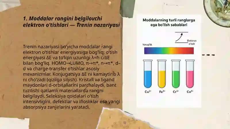 Moddalarning turli ranglarga ega bolish sabablari. Akademik Trenin ishlari. 3