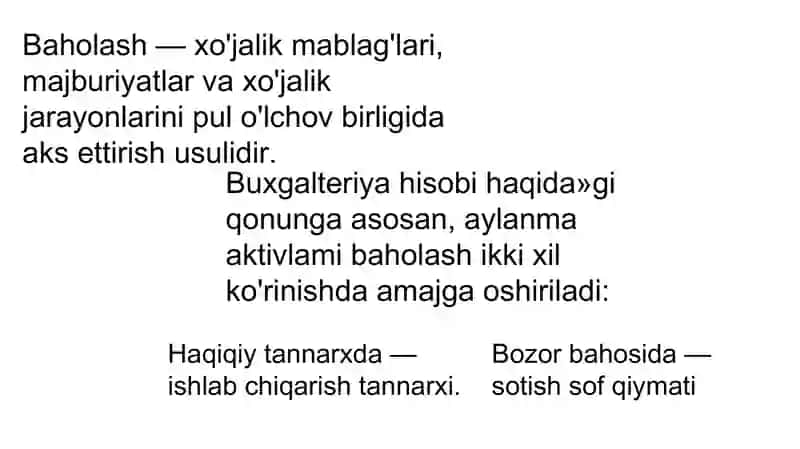 Baholash va kalkulyatsiya 3