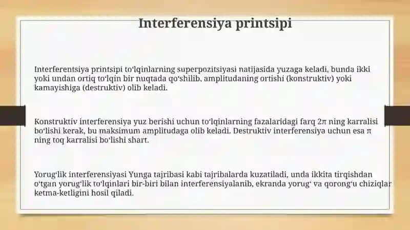 Yoruğlik interferensiyasini kuzatish usullari 3