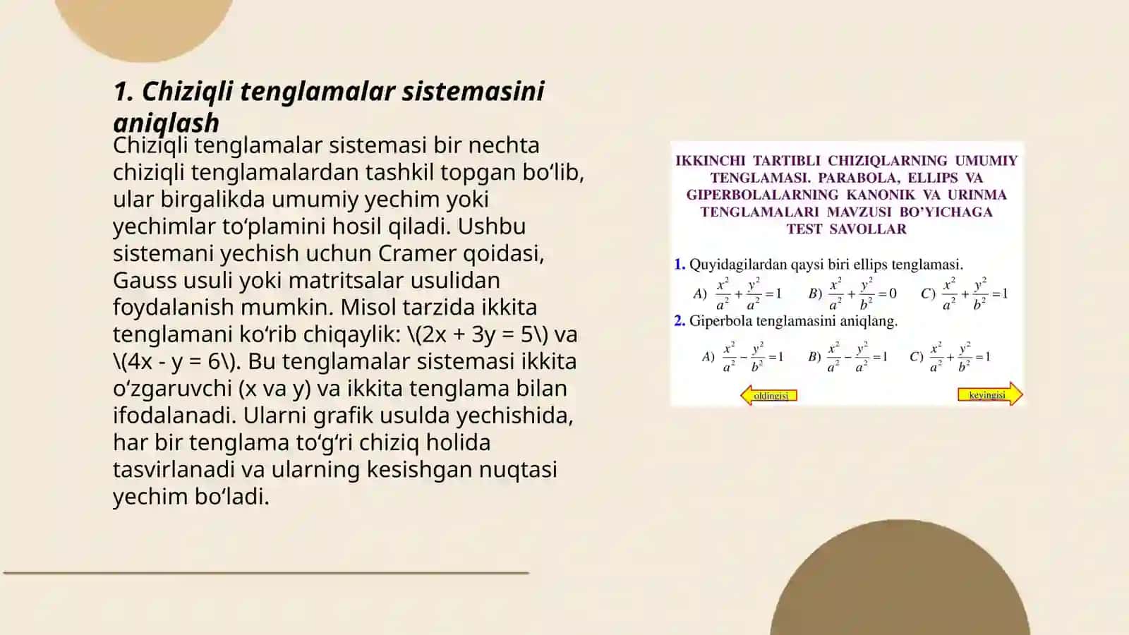 Chiziqli tenglamalar sistemasini yechishning Gauss usuli 3