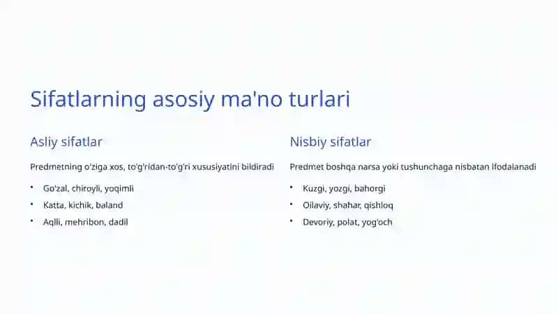 Sifatlarning Ma'no Turlari 3