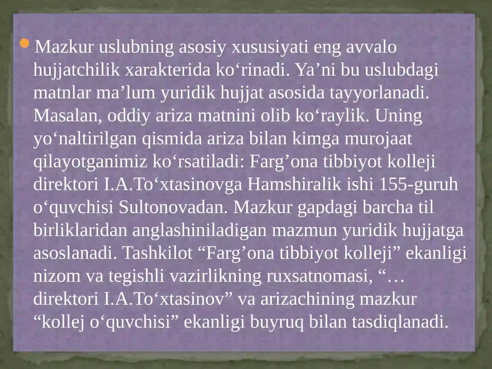 Rasmiy-idoraviy uslubdagi nutq xususiyatlari 3