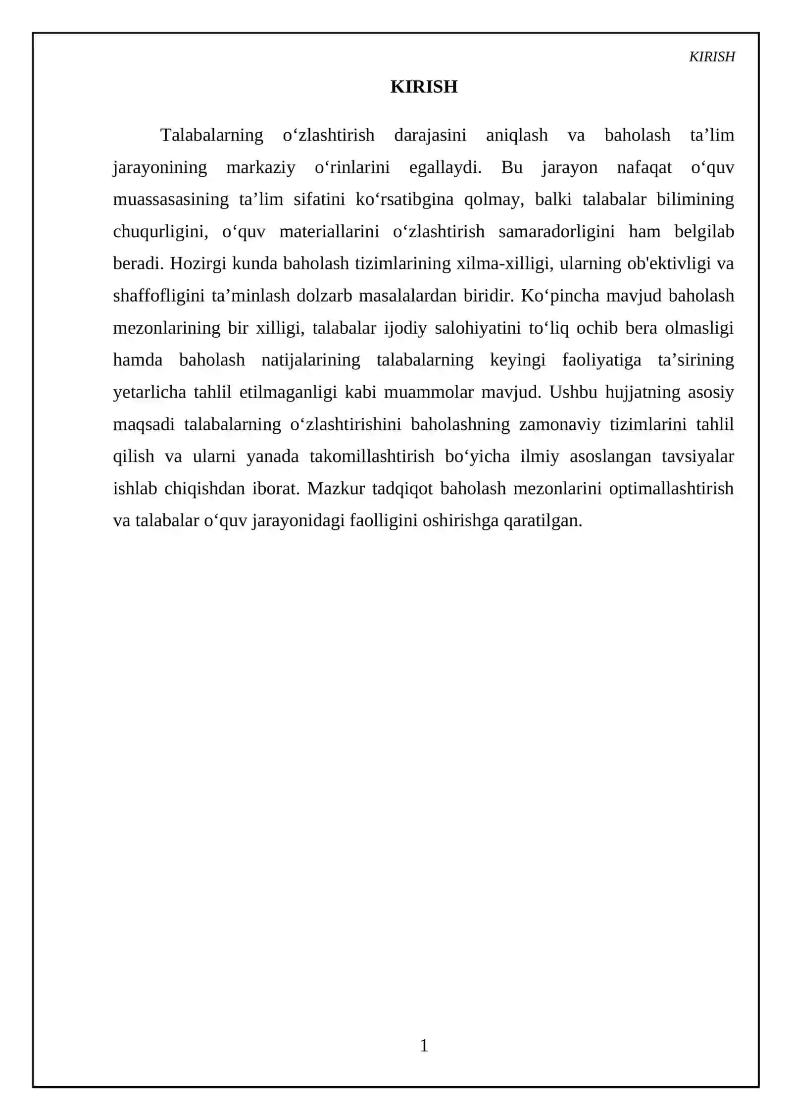 Talabalarning oʻzlashtirishi. Baxolash qaydnomasi tizimi 3