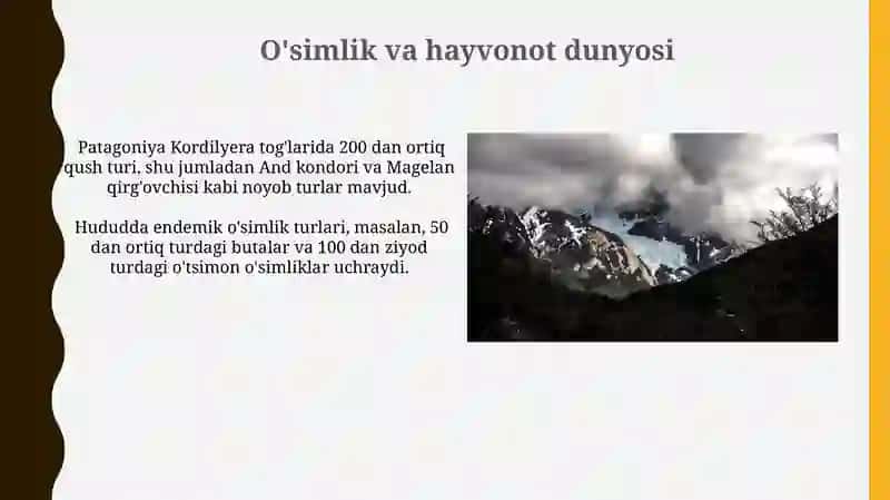 Patagoniya Kordilyera tog'lari 3
