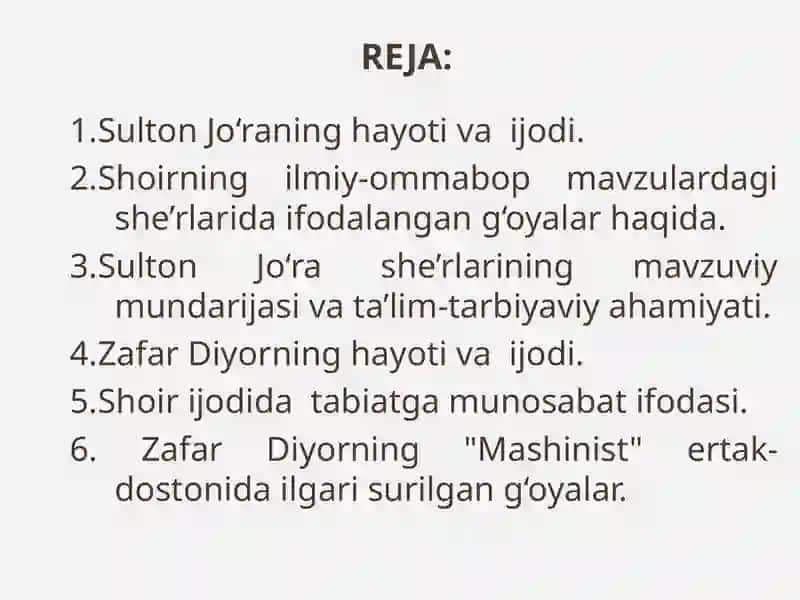 Sulton Jo‘ra, Zafar Diyor ijоdi 3