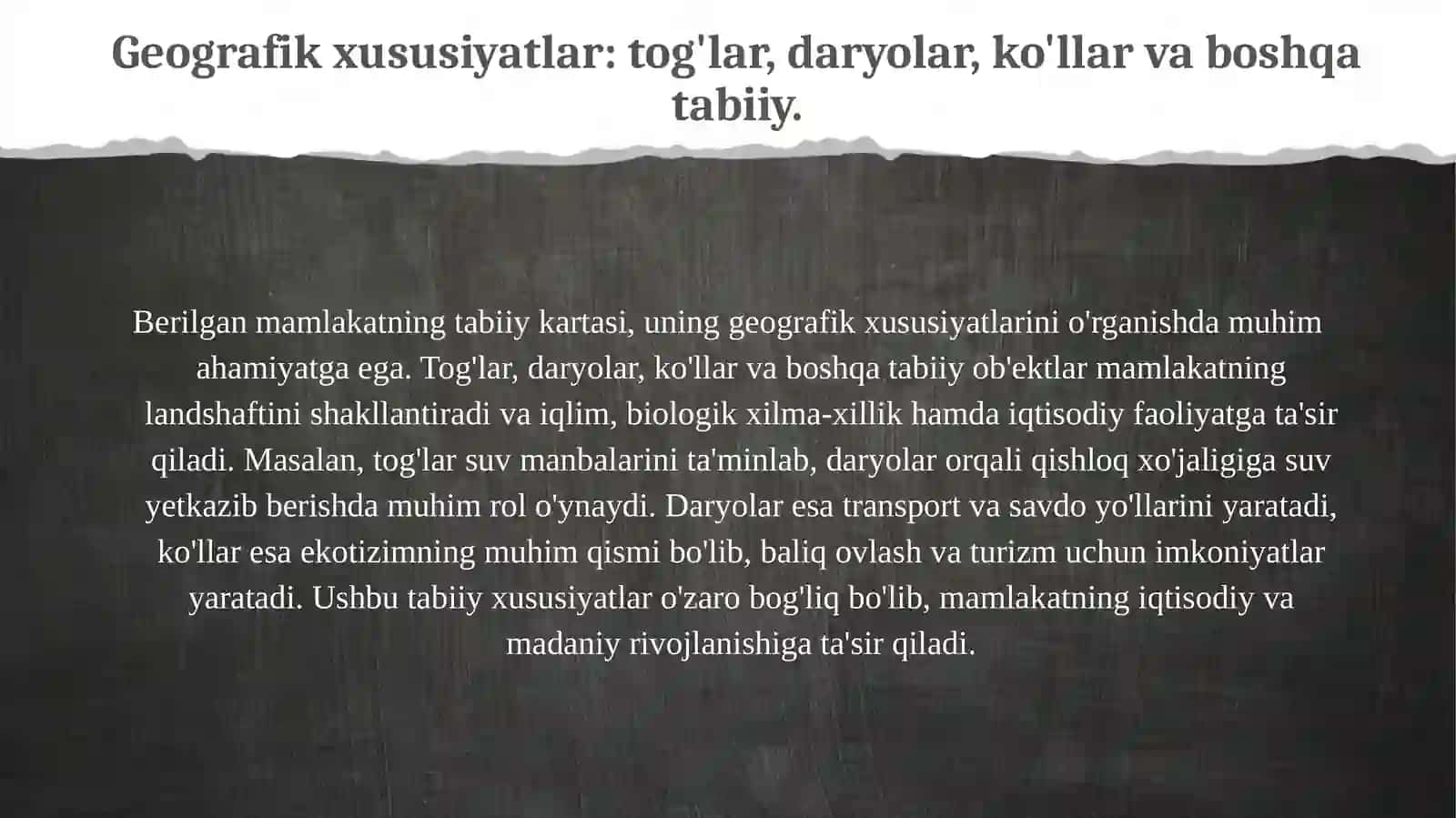 Mamlakatning tabiiy kartasi bilan ishlash 3