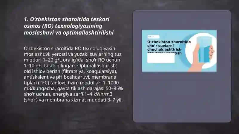 Oʻzbekiston sharoitida shoʻr suvlarni chuchuklashtirish gʻoyasini yaratish 3