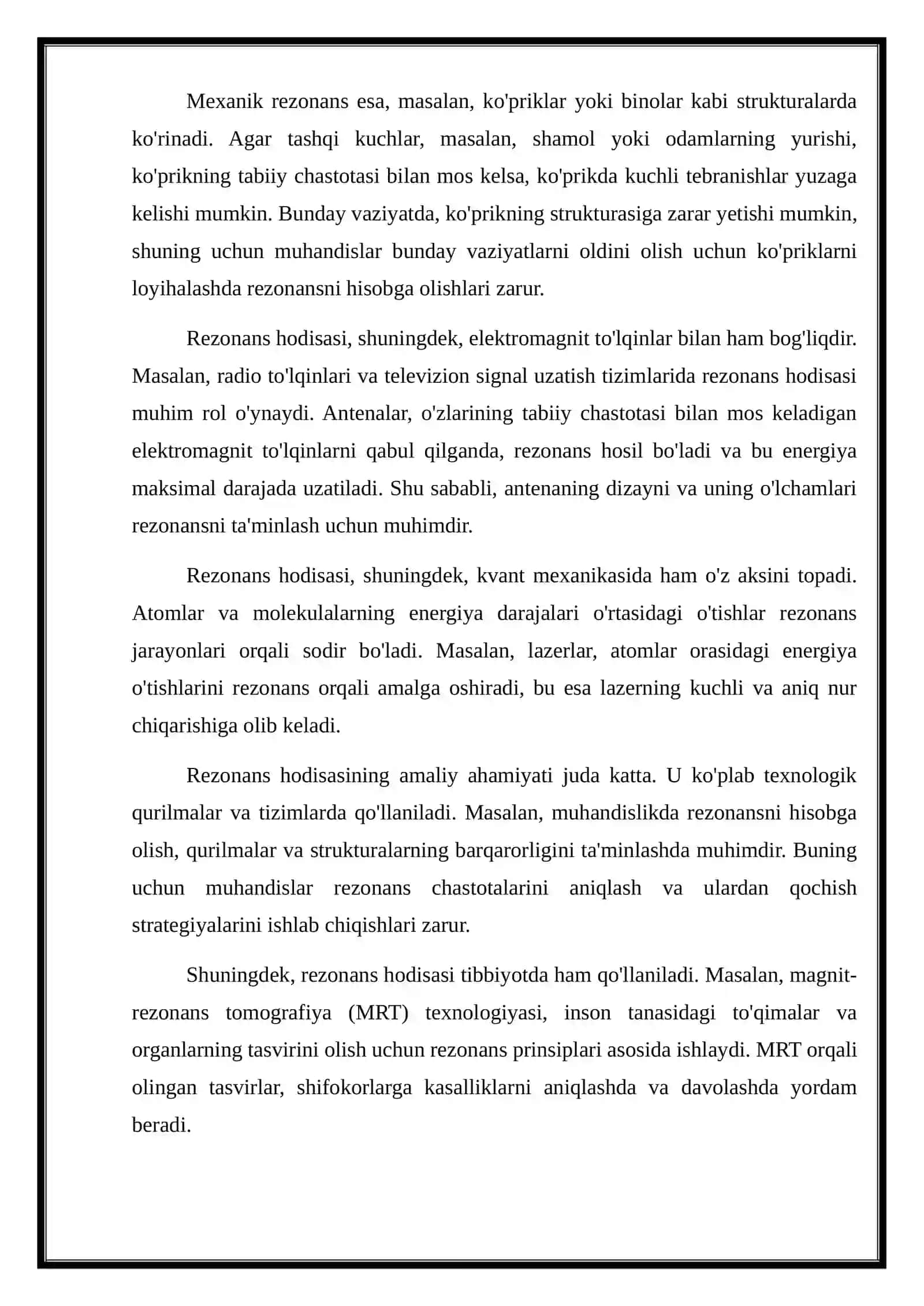 Rezonans hodisasi va uning amaliy ahamiyati 3