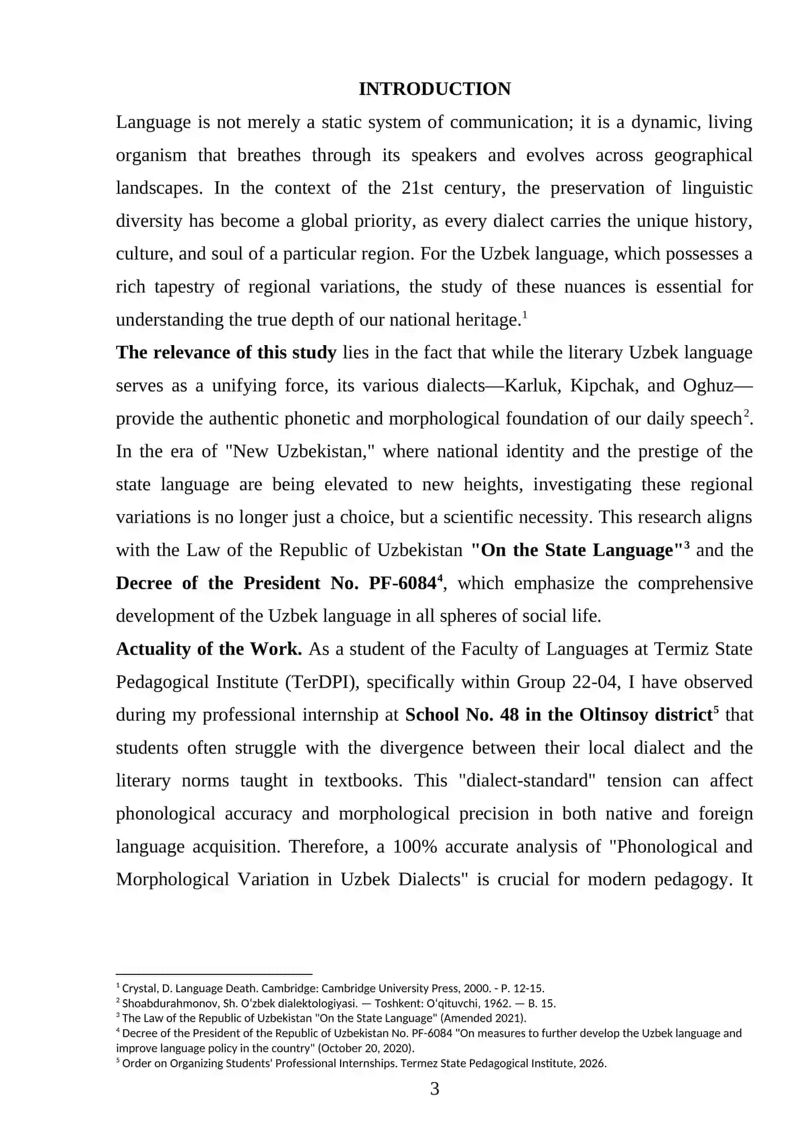 Phonological and Morphological Variation in Uzbek Dialects 3