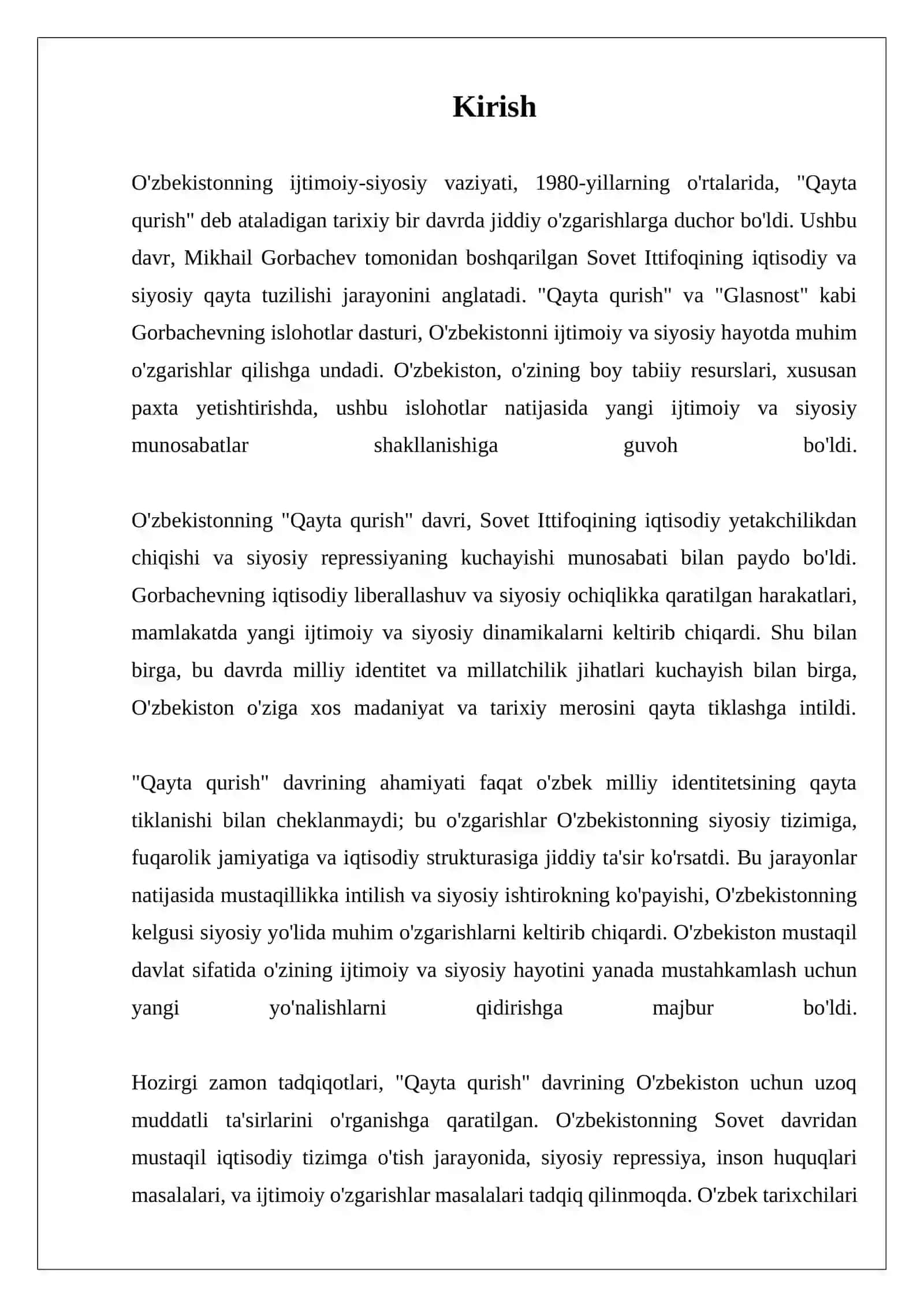 "QAYTA QURISH" YILLARIDA O'ZBEKISTONDAGI IJTIMOIY-SIYOSIY VAZIYAT 3