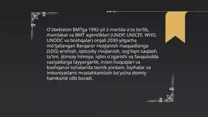 O'zbekistonning xalqaro tashkilotlar bilan xamkorlik aloqalari 3