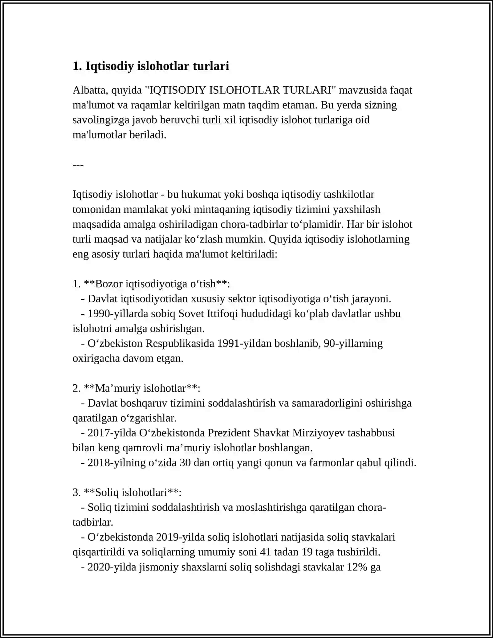 IQTISODIY ISLOHOTLAR DAVR TALABI 3
