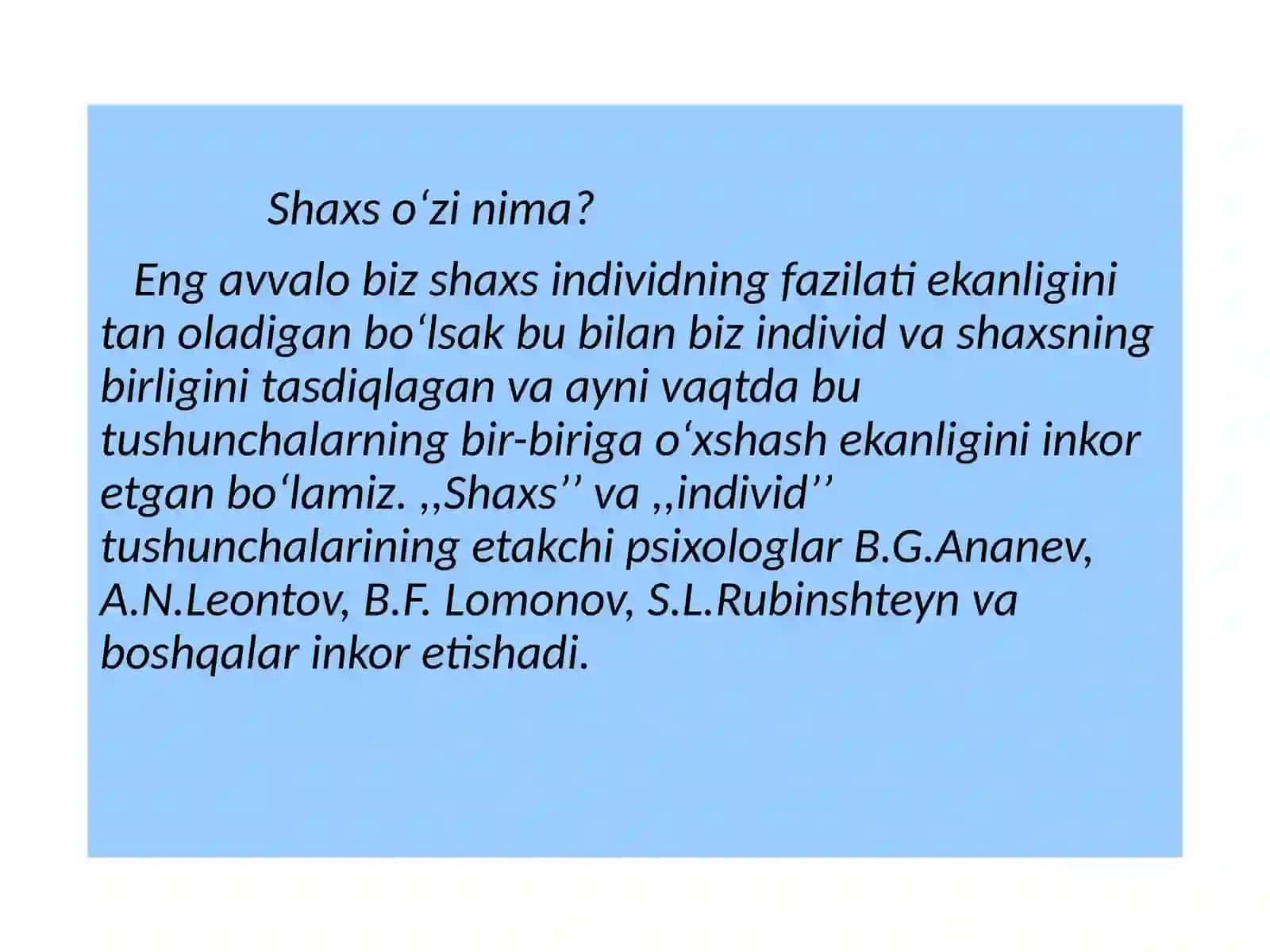 Shaxsning oʻzini-oʻzianglashi 3