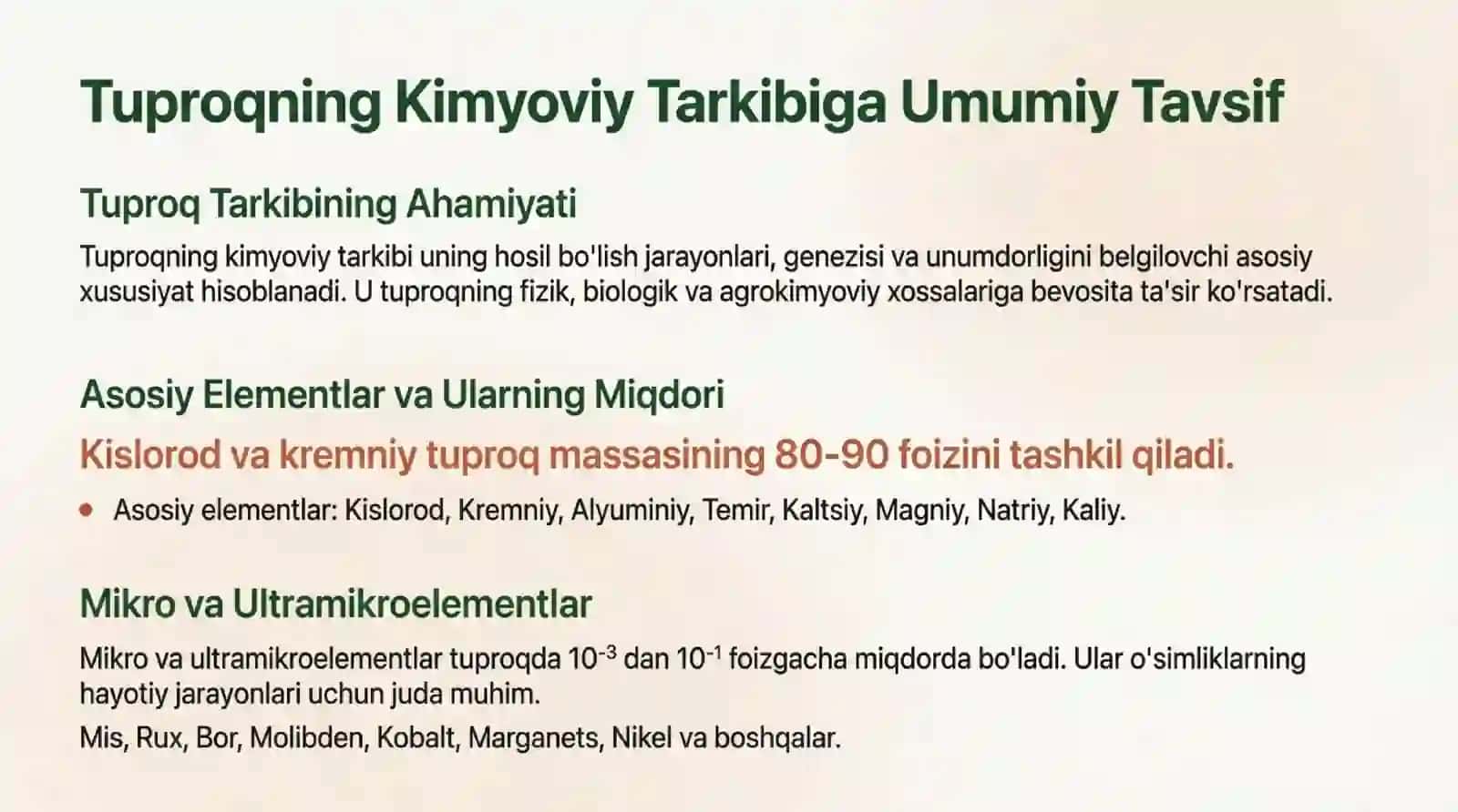 Tuproqni kimyoviy tarkibi uni saqlash va qayta ishlash usullari 3