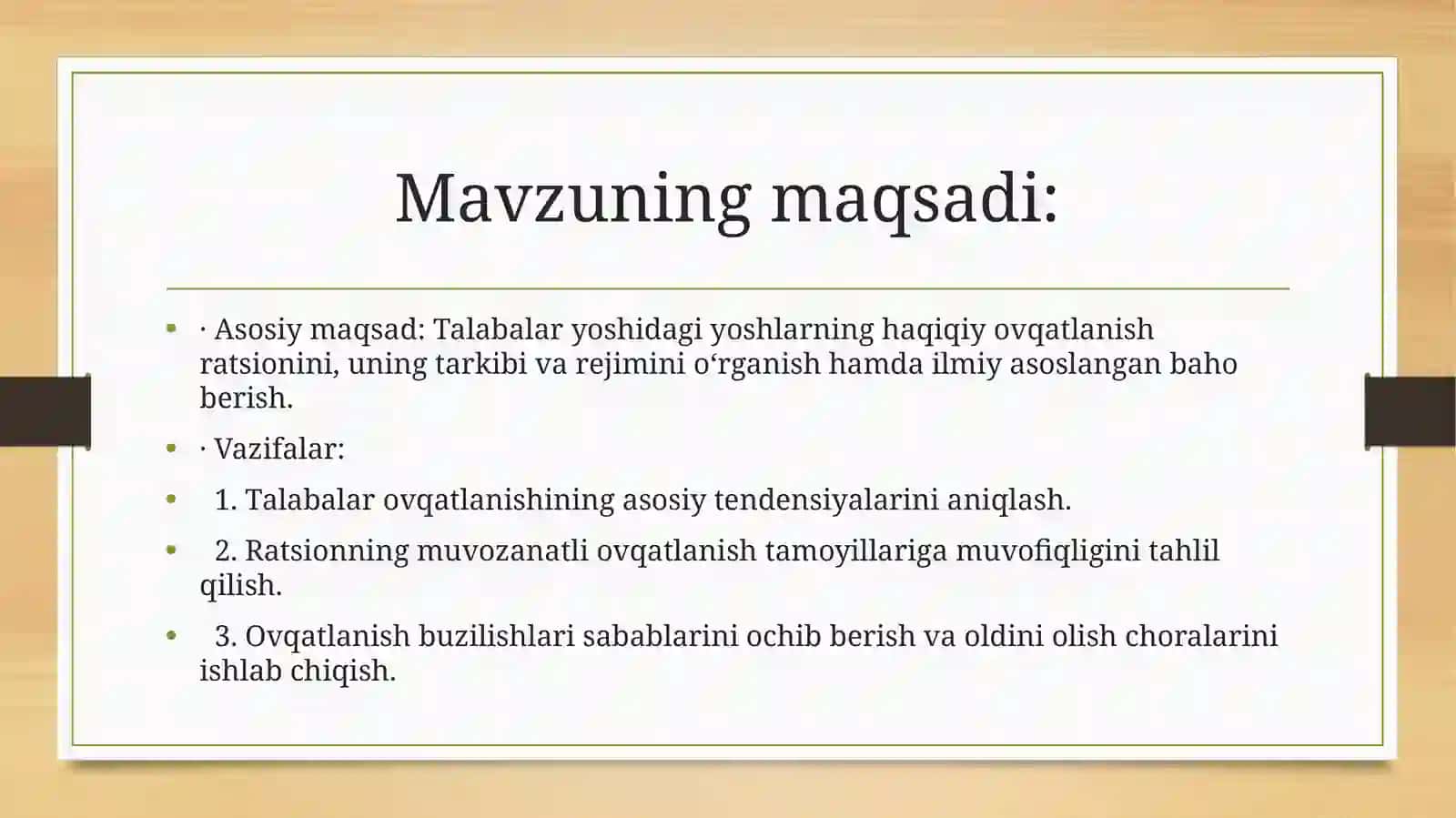 Talabalar haqiqiy ovqatlanishini oʻrganish 3