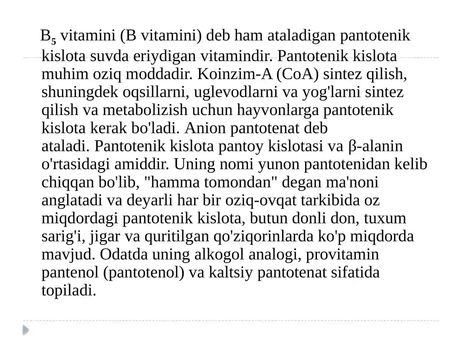 PANTOTENIK KISLOTA (B5VITAMINI) 3