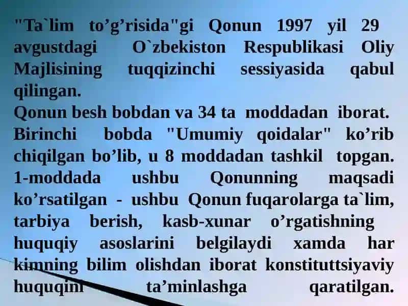 Ta'lim to'g'risida Qonun 3