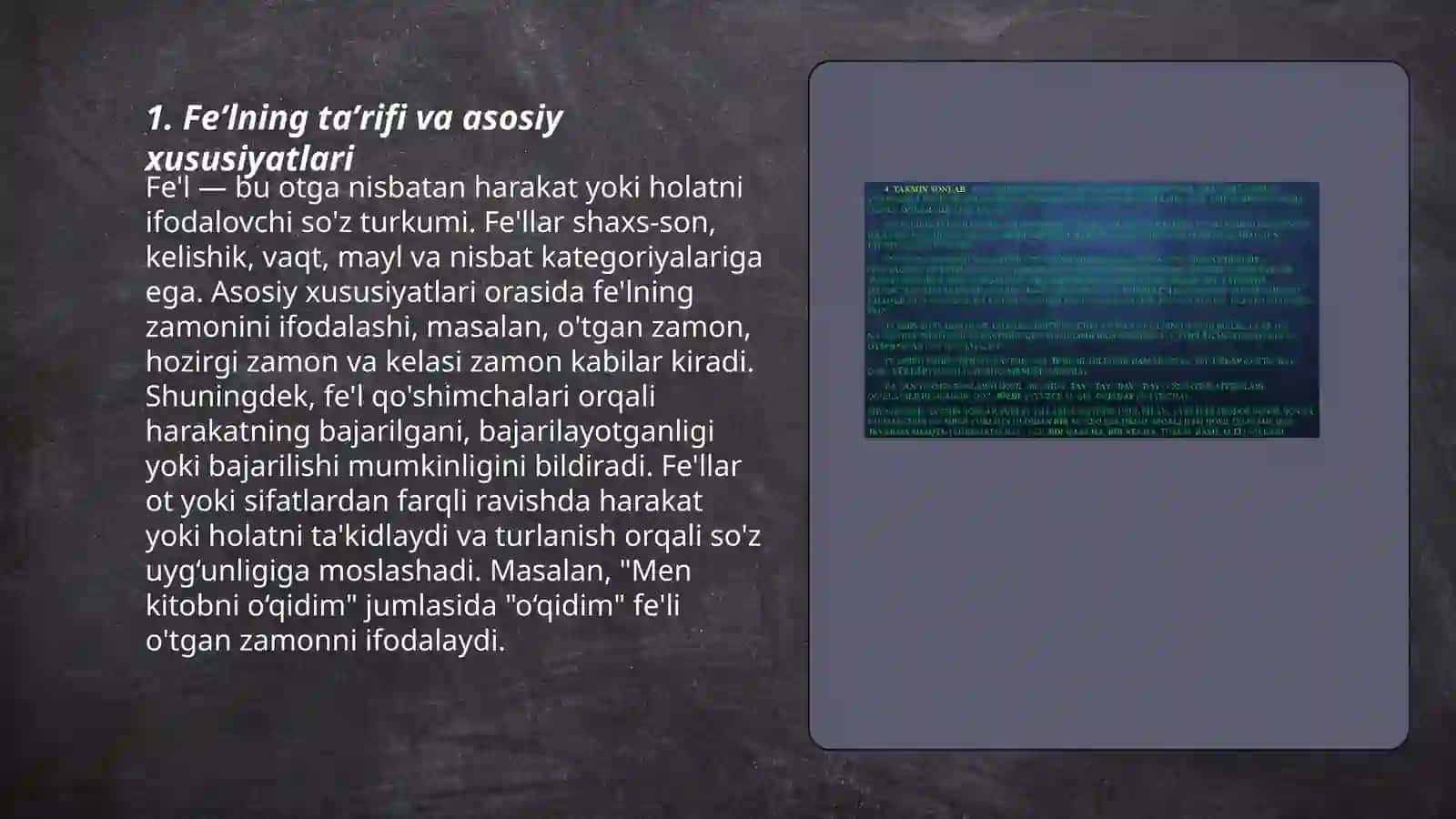Feʼl soʻz turkumini oʻrganish 3