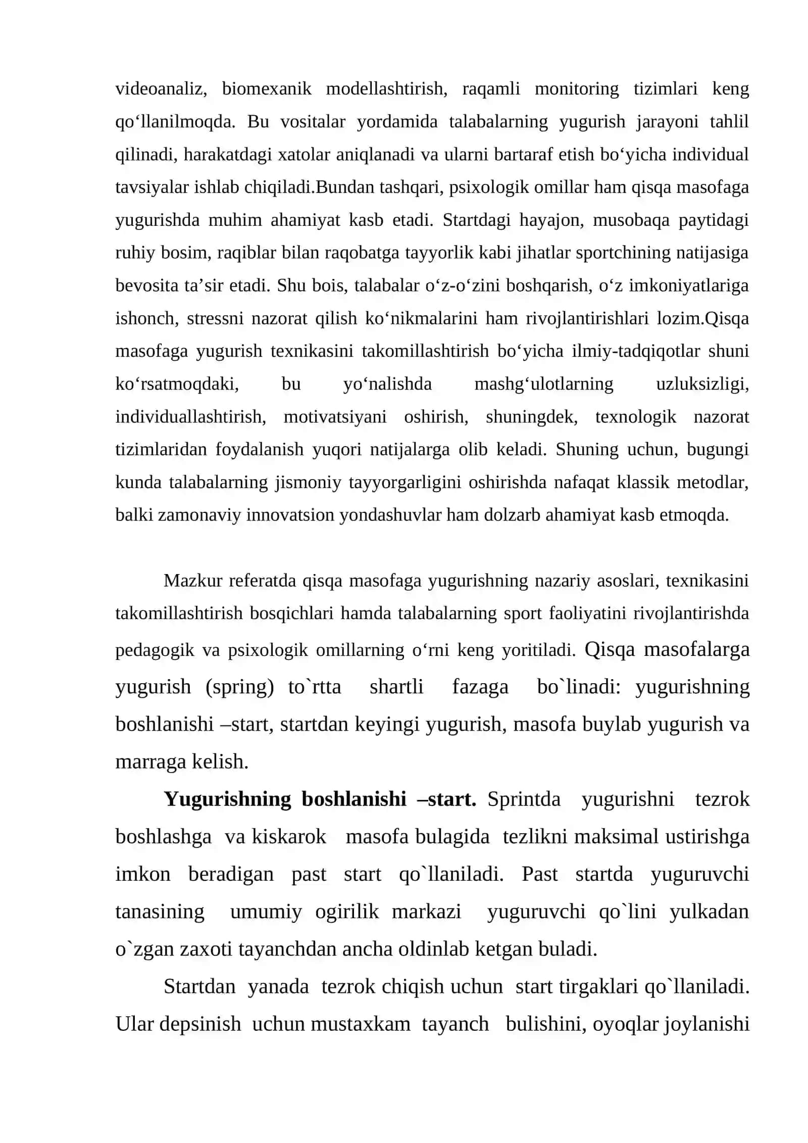Qisqa masofaga yugurish texnikasini takomillashtirish 3