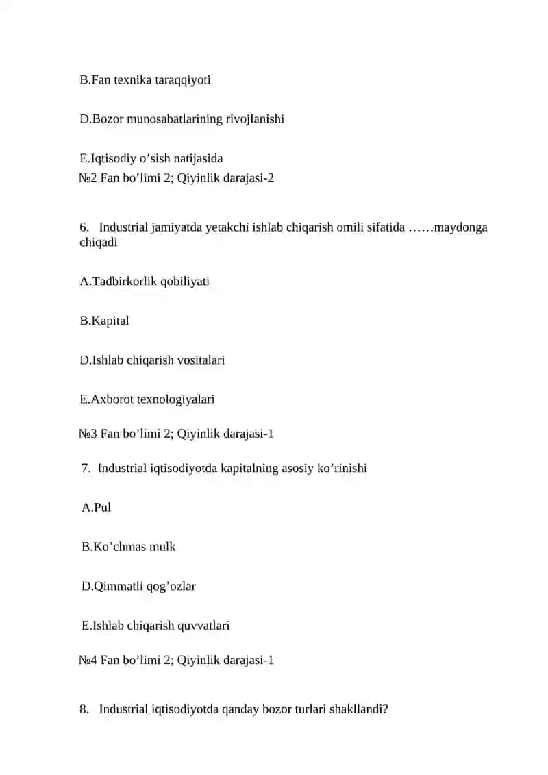 Iqtisodiyot nazorat testlari 3