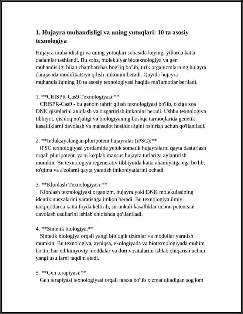 Hujayra Muhandisligi va uning yutuqlari 3