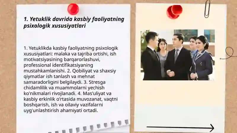 Yetuklik davri. Kasbiy faoliyat 3