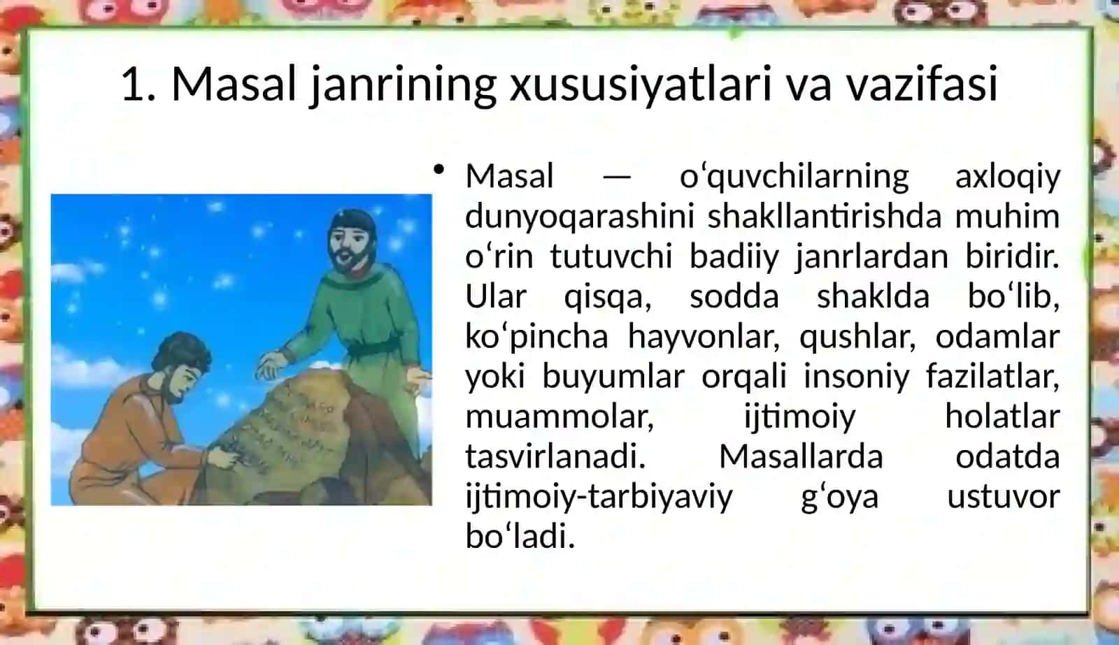 Masal janrining xususiyatlari va vazifasi 3