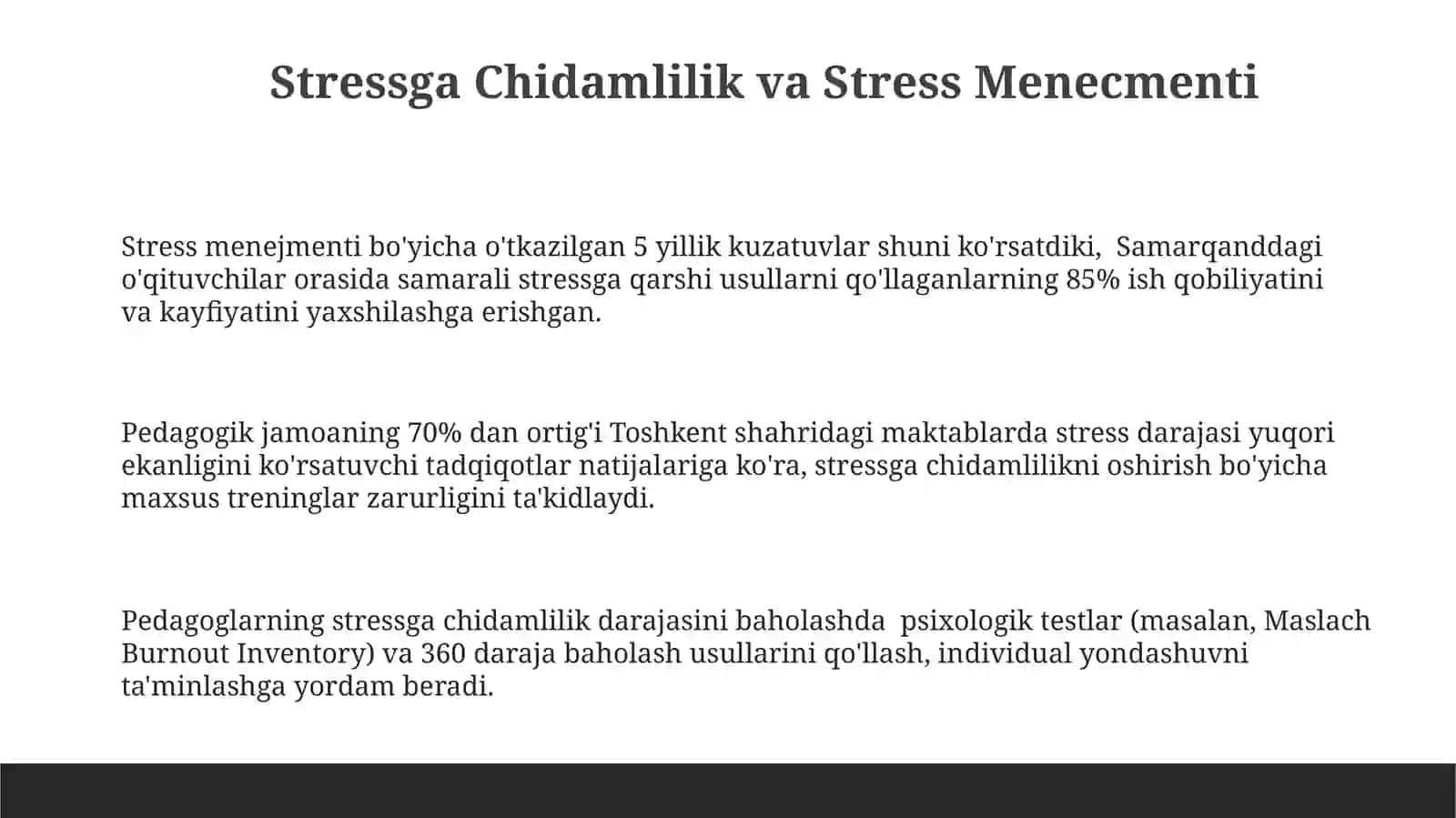 Stressga Chidamlilik va Stress Menecmenti 3