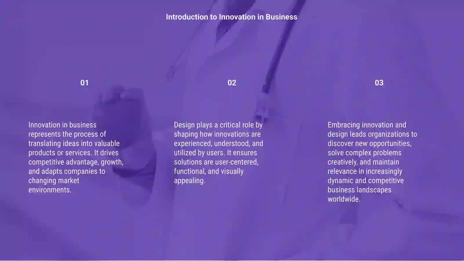 Innovation and Design in Business 3