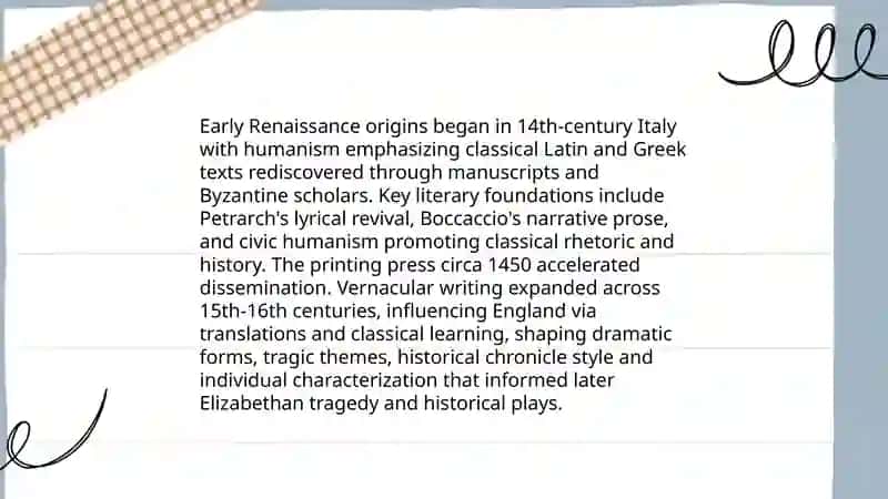EARLY RENAISSANCE PERIOD. LITERATURE OF RENAISSANCE PERIOD, TRAGEDIES AND HISTORICAL CHRONICLES OF WILLIAM SHAKESPEARE 3