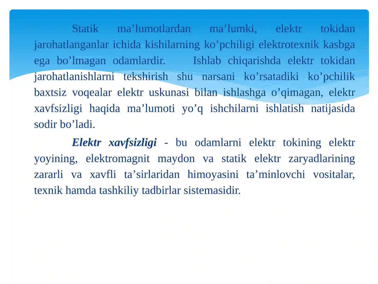 Elektr  xavfsizlik asoslari 3