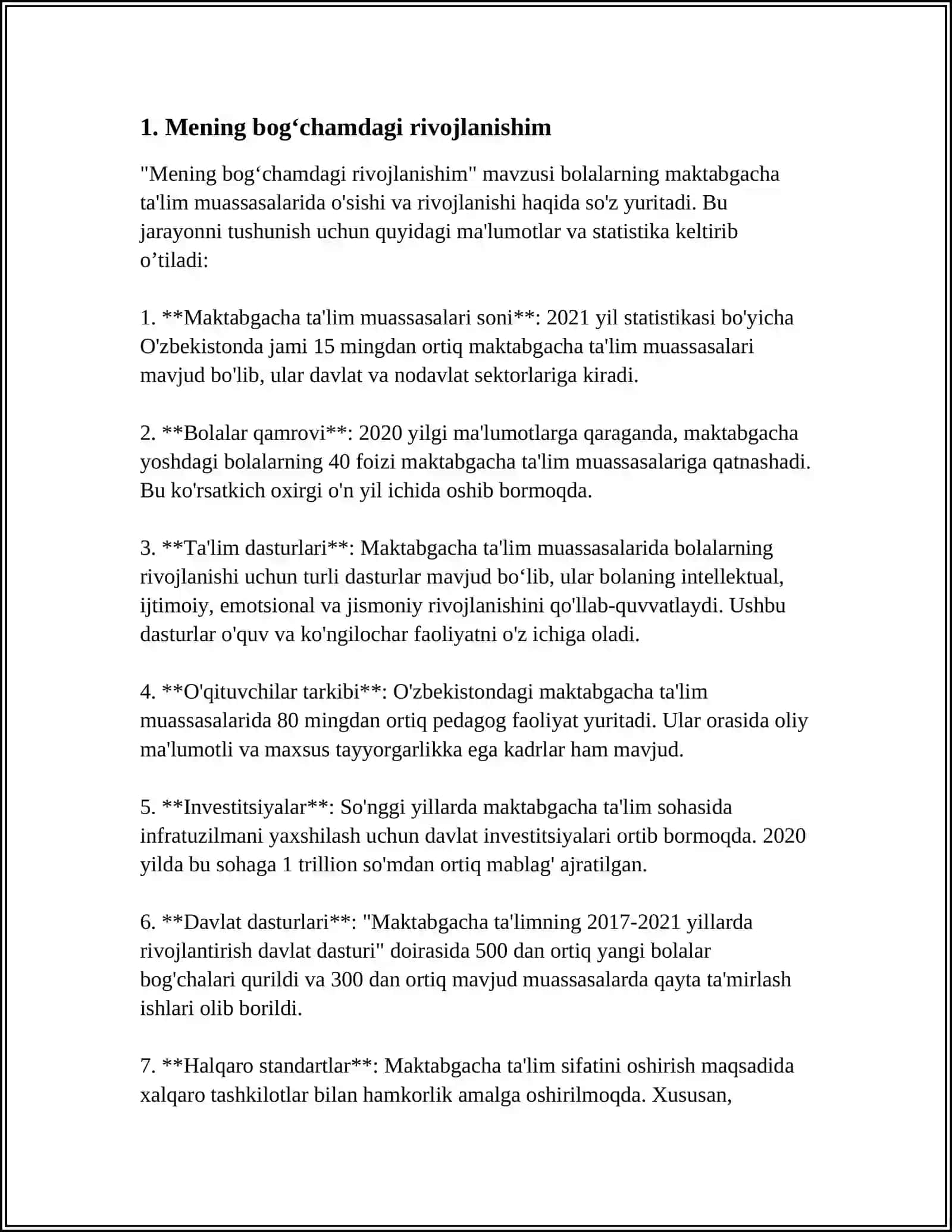 MENING BOGʻCHAM 3