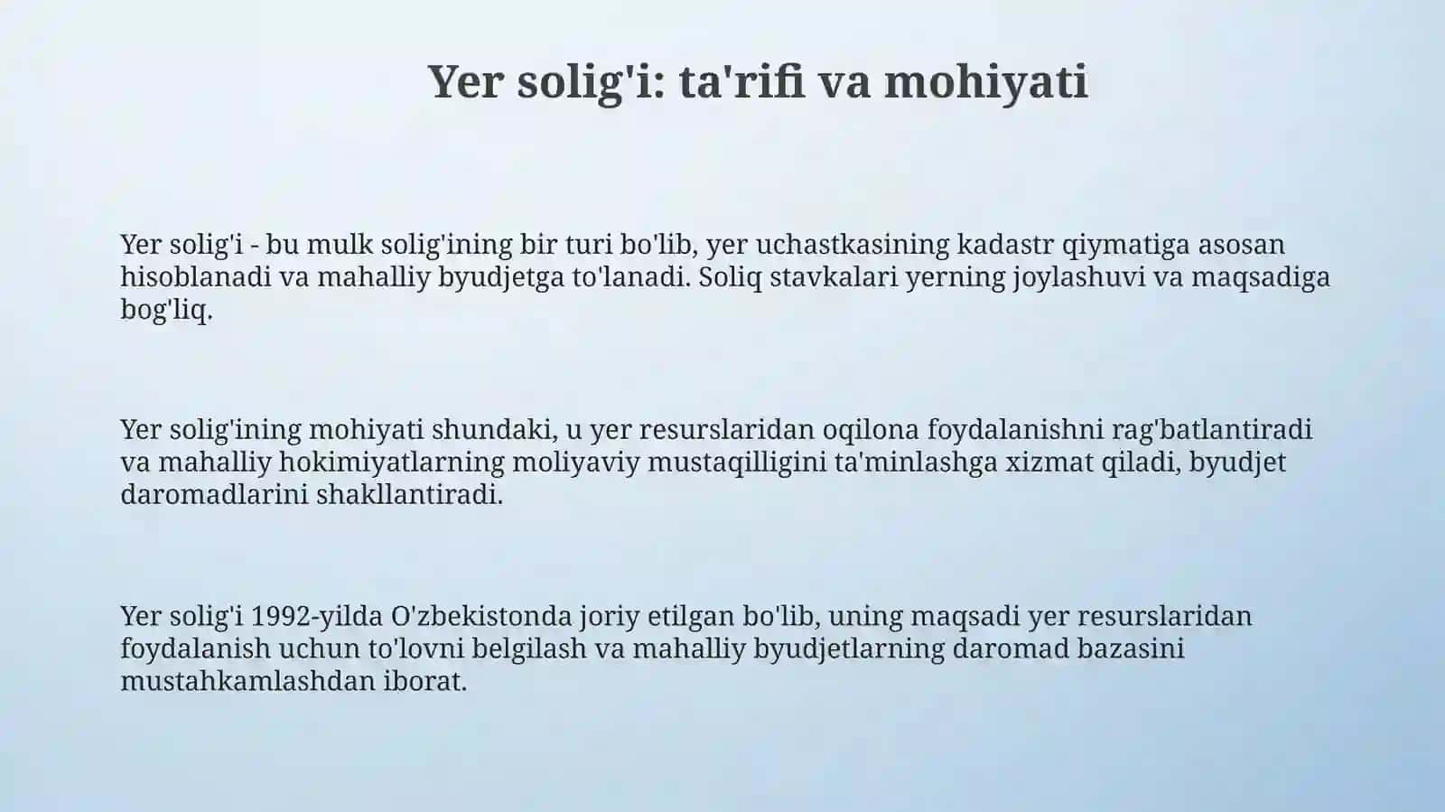 Yer solig’i va uning iqtisodiy ahamiyati 3