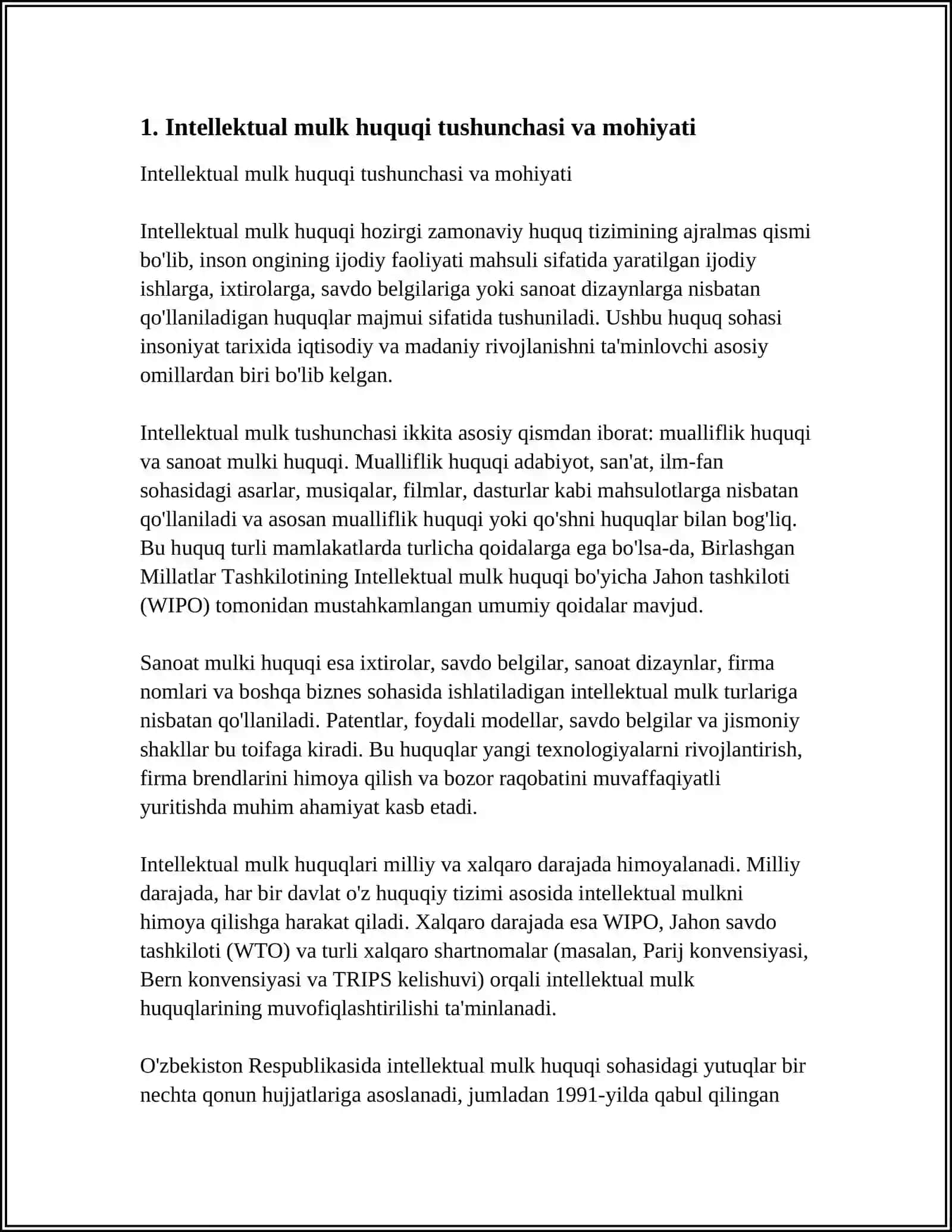 INTELLEKTUAL MULK HUQUQI OBYEKTLARINI HUQUQIY HIMOYA QILISH BO’YICHA HUQUQIY-TAHLIL 3