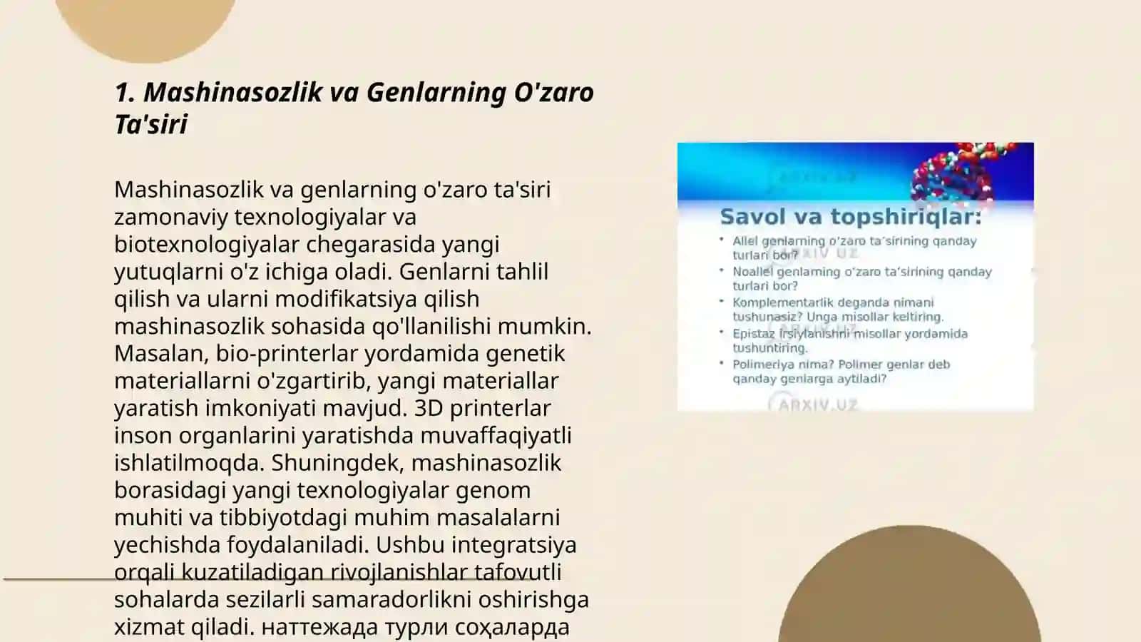 Mashinasozlik va Genlarning O'zaro Ta'siri 3