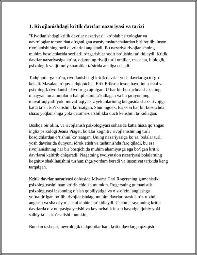 RIVOJLANISHDAGI KRITIK DAVRLAR 3